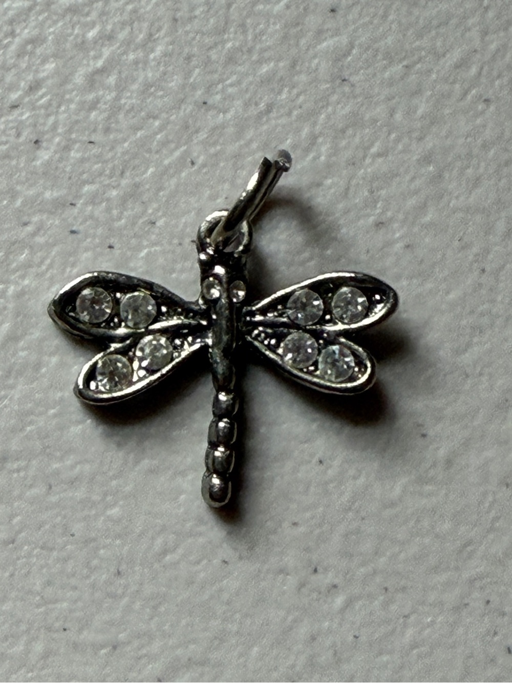 Vintage Dragonfly Pendant Necklace Charm in Silver with CZ Stones - Picture 2 of 3